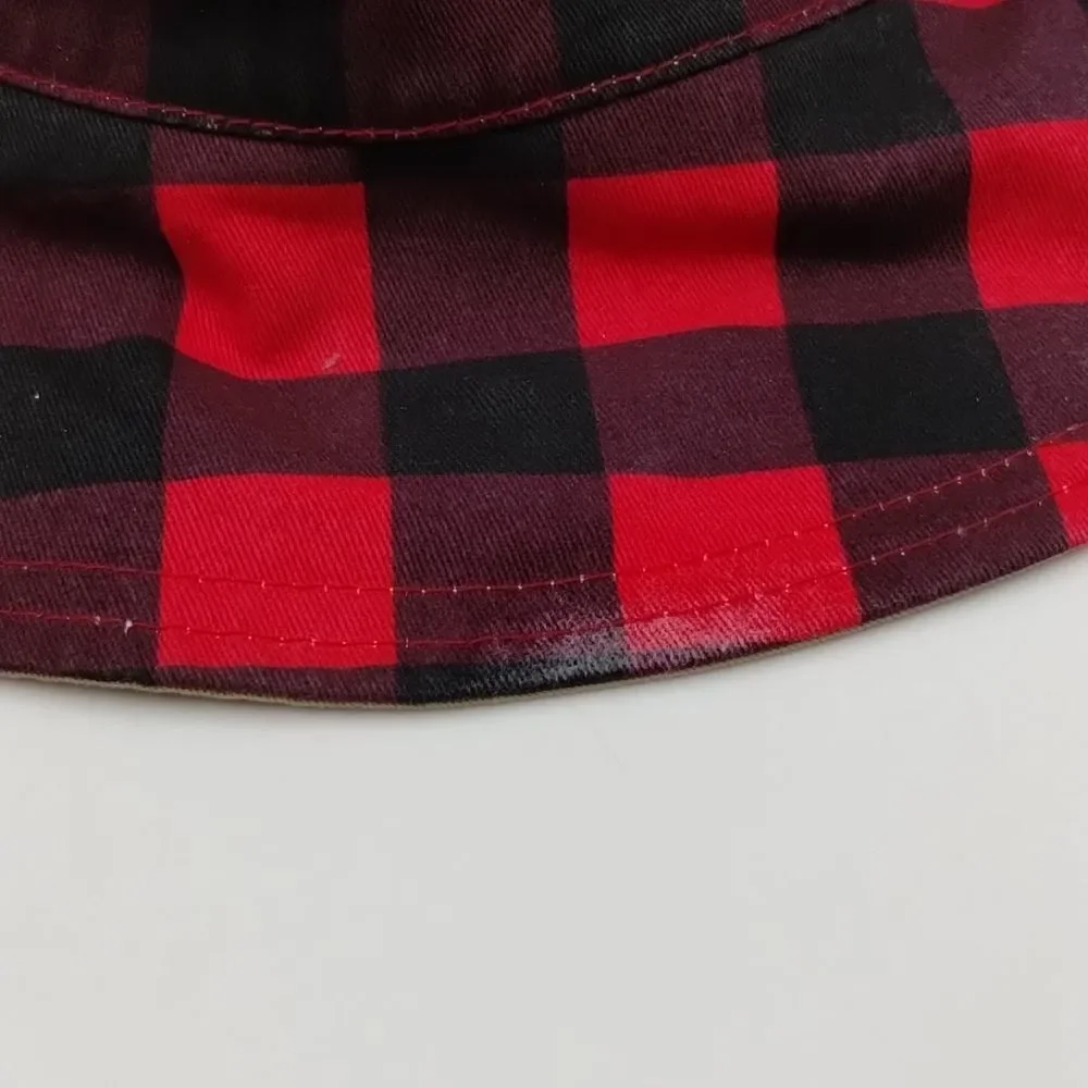 Flap Jack kids Reversible Hat for Kids Red Plaid and Tan Moose/Bear unisex